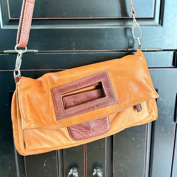 Pelle, made in Italy soft Italian leather handbag, two tone, cross body; vintage - Picture 1 of 13